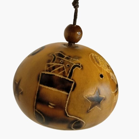 Bonaire Gourd Christmas Ornament  Pyrography Coastal Tropical Craft Folk Art - Picture 2 of 9